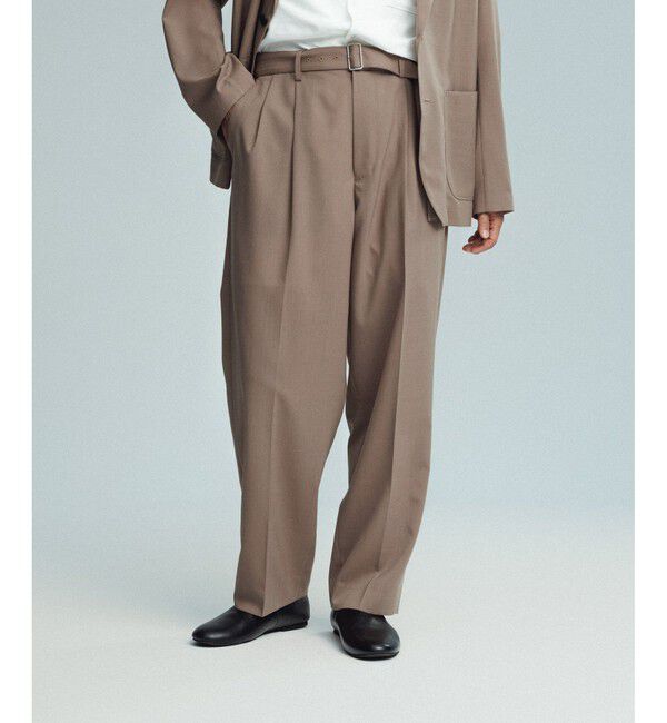 ADAM ET ROPE'「サマーウーステッド ベルテッド ワイド イージーパンツ/ セットアップ可能」|スラックス|