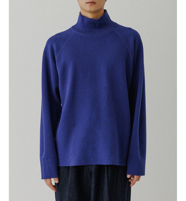 ADAM ET ROPE'「《リバーシブル》カシミヤブレンド オフタートルニット」|ニット・セーター|ブルー系(46)