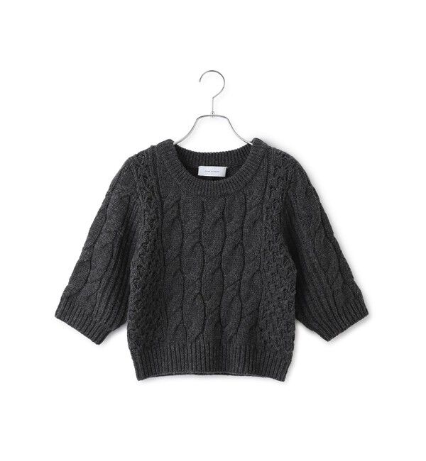 ADAM ET ROPE'「【サステナブル】ケーブルハーフスリーブニット」|ニット・セーター|