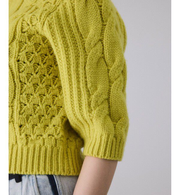 ADAM ET ROPE'「【サステナブル】ケーブルハーフスリーブニット」|ニット・セーター|