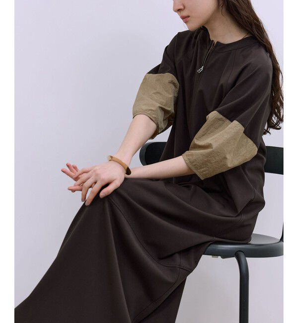ADAM ET ROPE'「【WEB限定】ハーフZIPコクーンワンピース」|ワンピース|ブラウン(20)