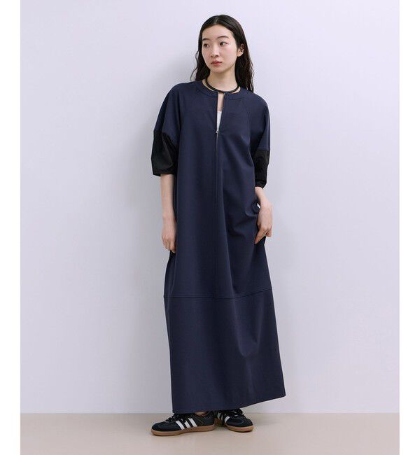 ADAM ET ROPE'「【WEB限定】ハーフZIPコクーンワンピース」|ワンピース|ネイビー(40)