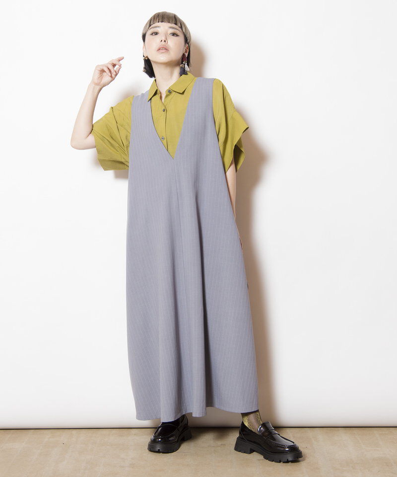  「3WAYストライプジャンパースカート」|ジャンパースカート|