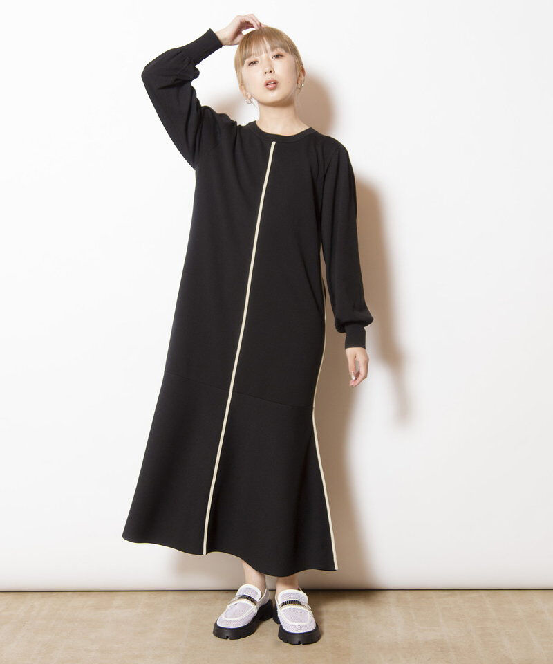  「フレアーヘムラインニットワンピース」|ワンピース|