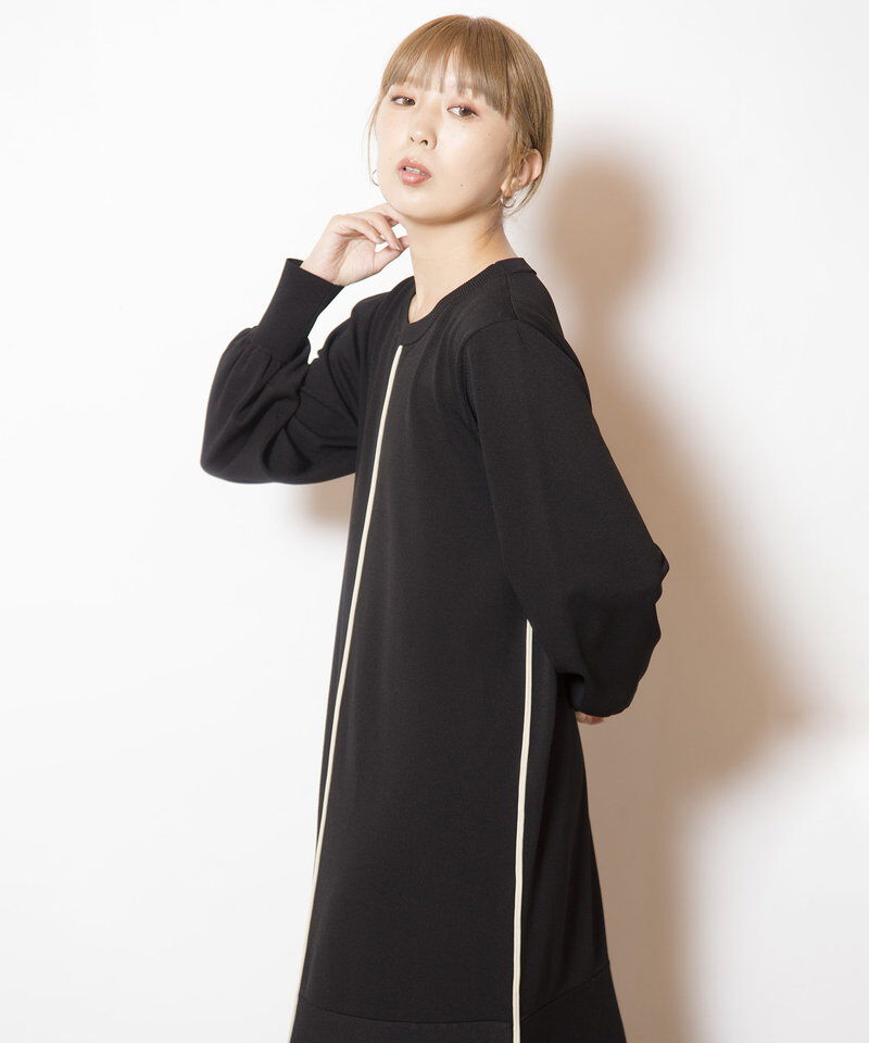  「フレアーヘムラインニットワンピース」|ワンピース|