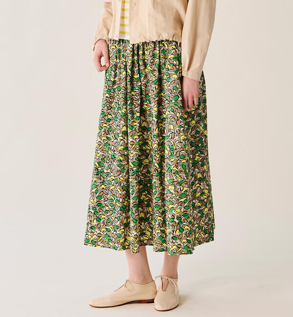 ORCIVAL「ORCIVAL | コットンポプリン プリントAラインスカート WOMEN」|スカート|GREEN系1