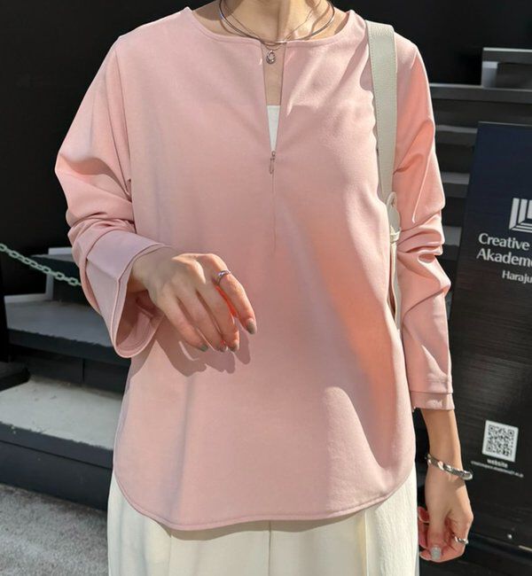  「袖シアー切替ジョーゼットロンT」|Tシャツ・カットソー|