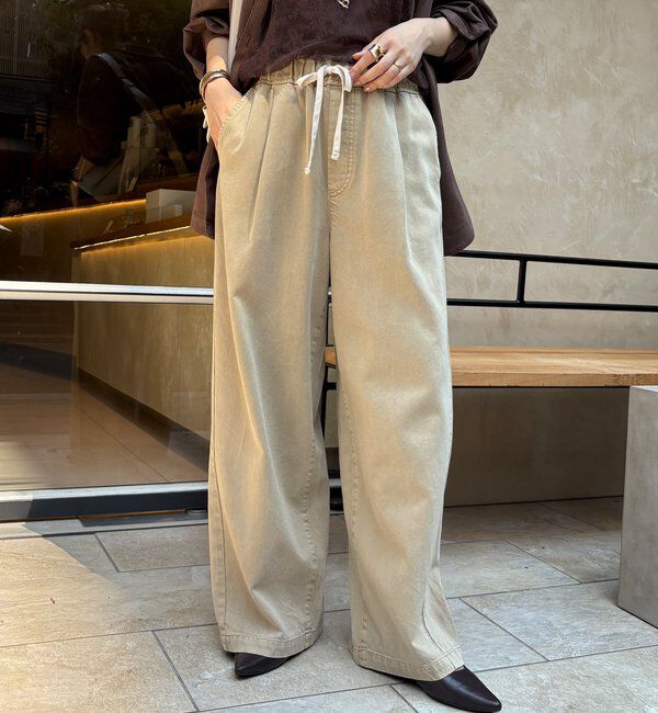  「デニムワイドイージーパンツ」|デニム|ベージュ