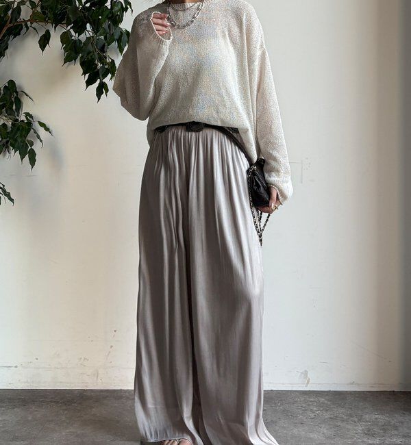  「【WEB限定】ギャザーワイドパンツ」|チノ|