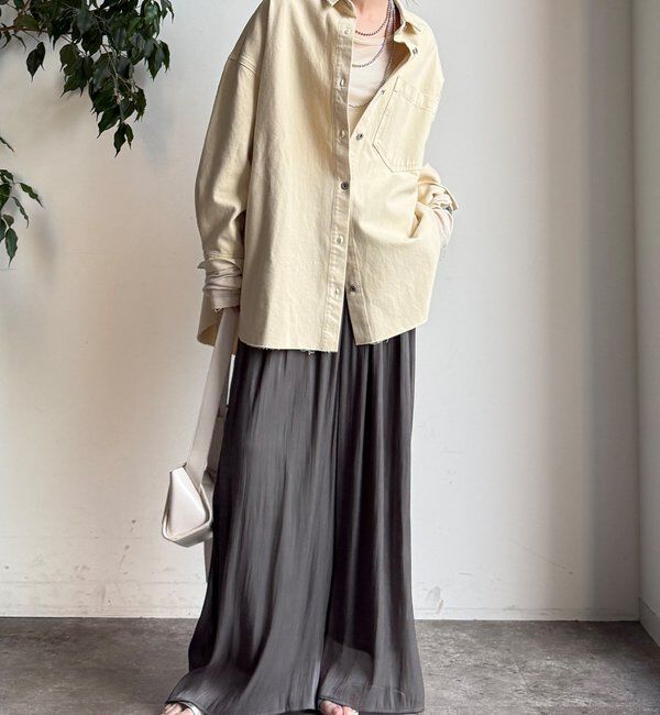  「【WEB限定】ギャザーワイドパンツ」|チノ|