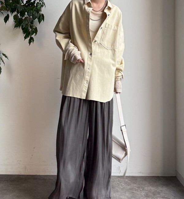  「【WEB限定】ギャザーワイドパンツ」|チノ|