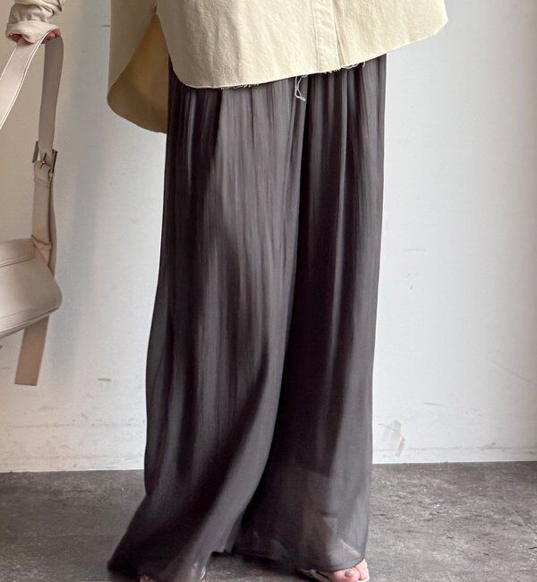  「【WEB限定】ギャザーワイドパンツ」|チノ|
