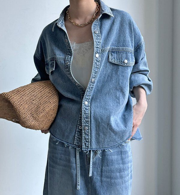  「【セットアップ可能】デニムショートシャツ」|シャツ・ブラウス|