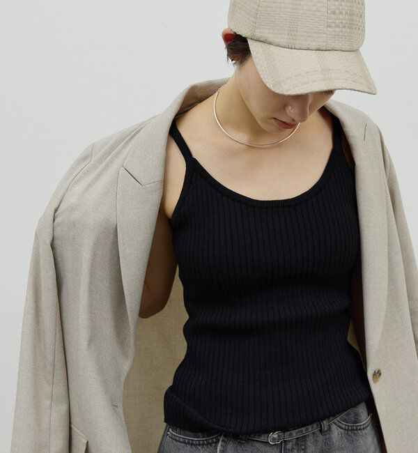  「【手洗い可】リブニットキャミソール」|ニット・セーター|ブラック