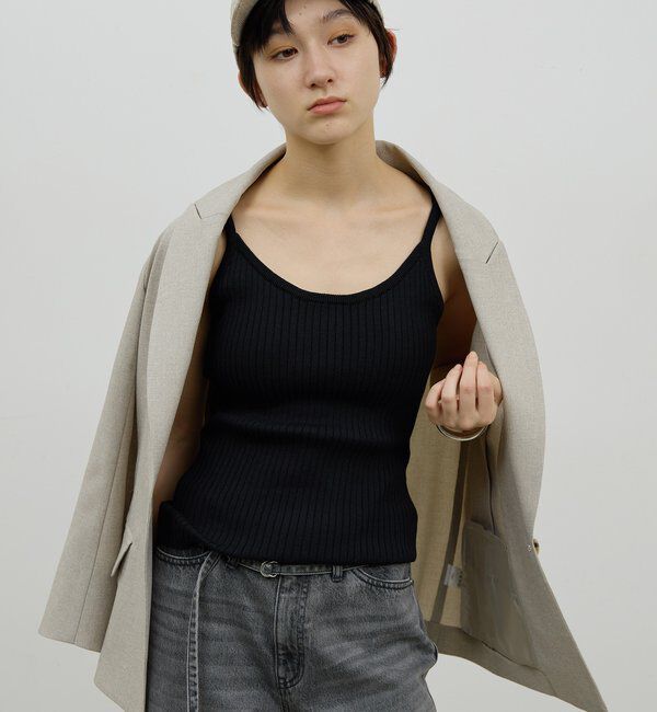  「【手洗い可】リブニットキャミソール」|ニット・セーター|