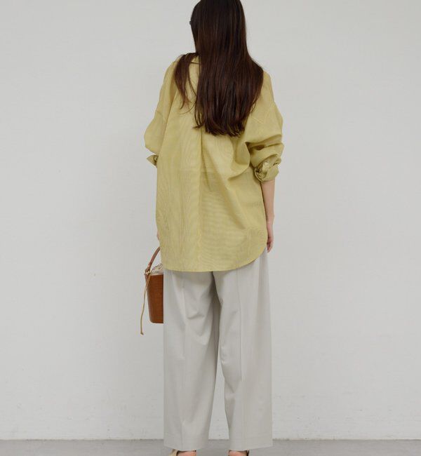  「【ウエスト調整可能】【手洗い可】梳毛タックワイドパンツ」|チノ|