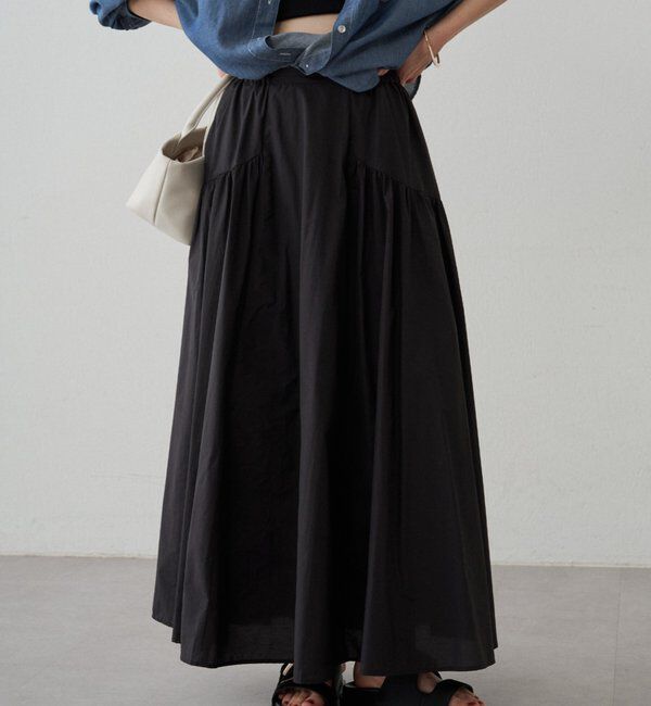  「パネルギャザースカート」|スカート|ブラック