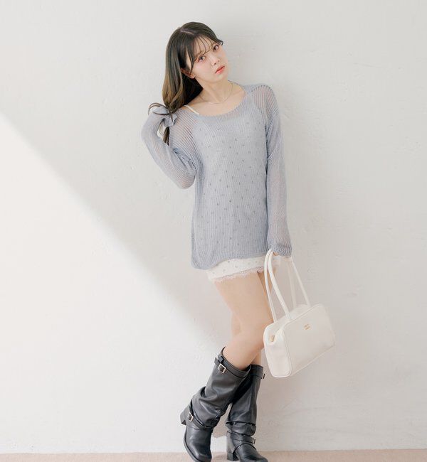  「花柄キャミワンピース+ルーズニットセット」|ワンピース|