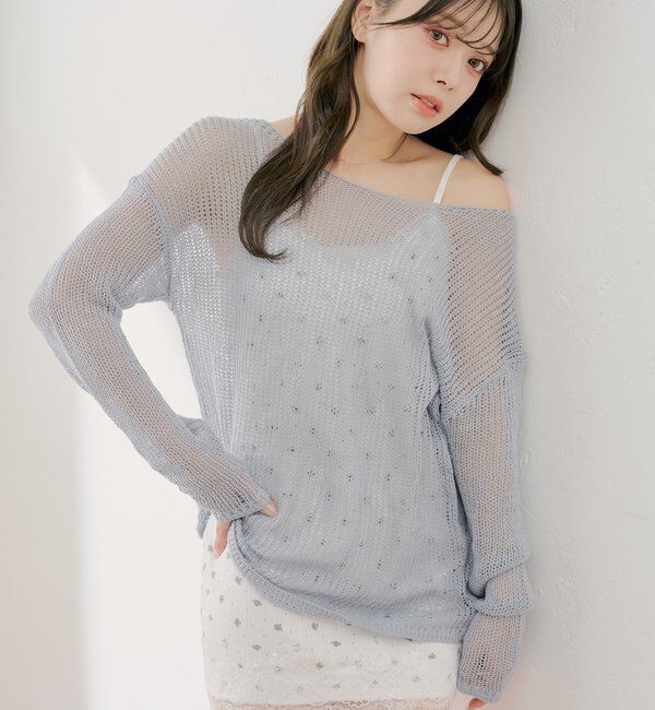  「花柄キャミワンピース+ルーズニットセット」|ワンピース|