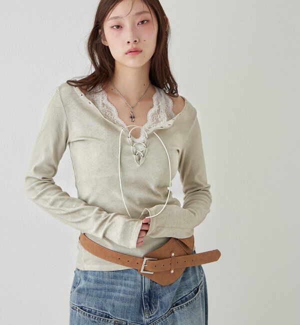  「プロセストレースアップトップス」|Tシャツ・カットソー|