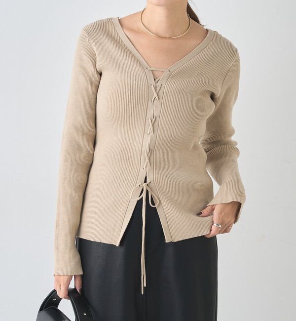 「【前後２WAY仕様】レースアップニット」|パーカー|