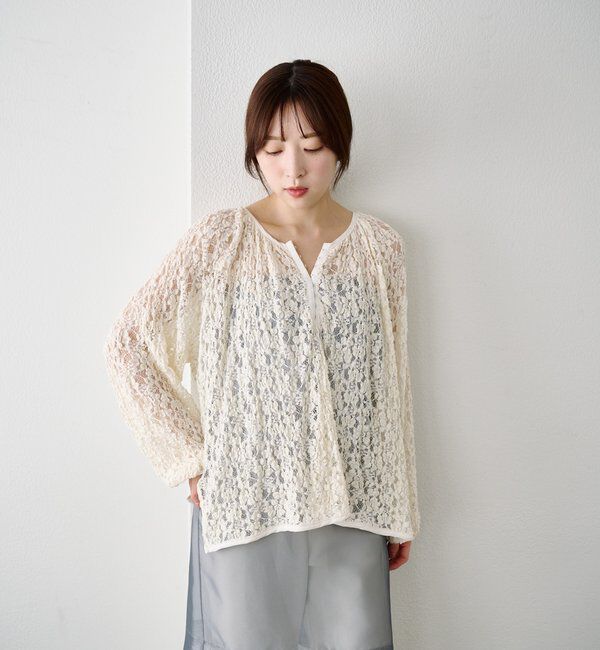  「サイドスリットレースブラウス」|シャツ・ブラウス|