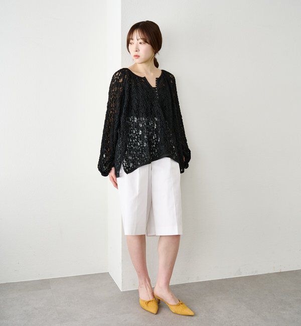  「サイドスリットレースブラウス」|シャツ・ブラウス|