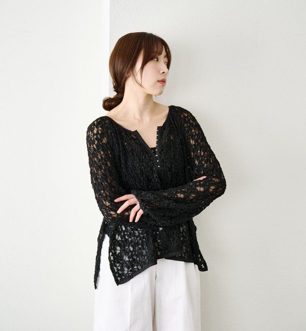  「サイドスリットレースブラウス」|シャツ・ブラウス|