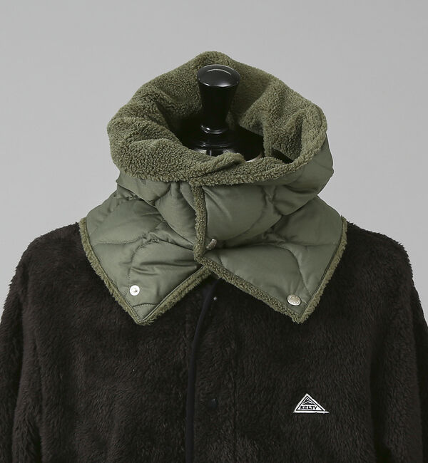 ABAHOUSE「【TAION /タイオン】リバーシブル ダウンネックウォーマー/DOWN NEC」|マフラー|カーキ