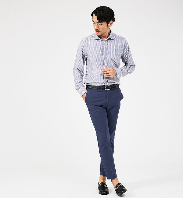 ABAHOUSE「【ON/OFF兼用】トリコット ストライプ 長袖シャツ」|シャツ・ブラウス|