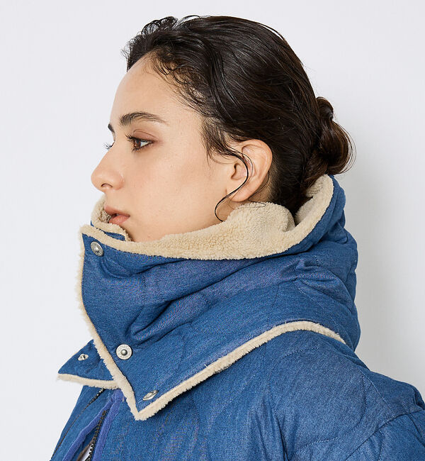 ABAHOUSE「【TAION / タイオン】ミリタリー リバーシブル ダウンネックウォーマー/リ」|マフラー|ブルー系その他1