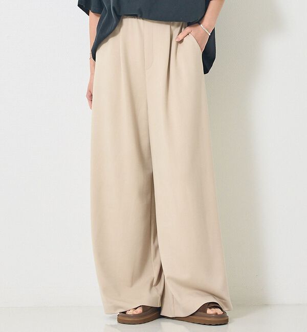 Rouge vif「【人気追加】ストレッチダンボールタックワイドパンツ」|その他|ベージュ