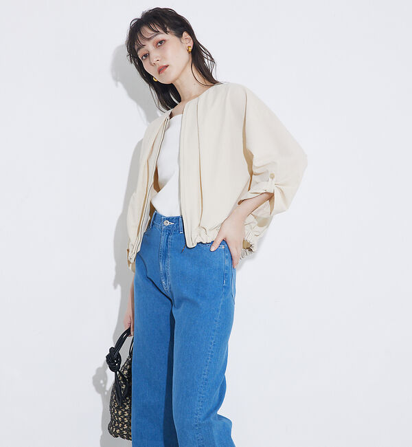 qualite「【接触冷感＆吸水速乾＆UV】シアサッカーブルゾン /セットアップ対応」|ブルゾン・スタジャン|ベージュ