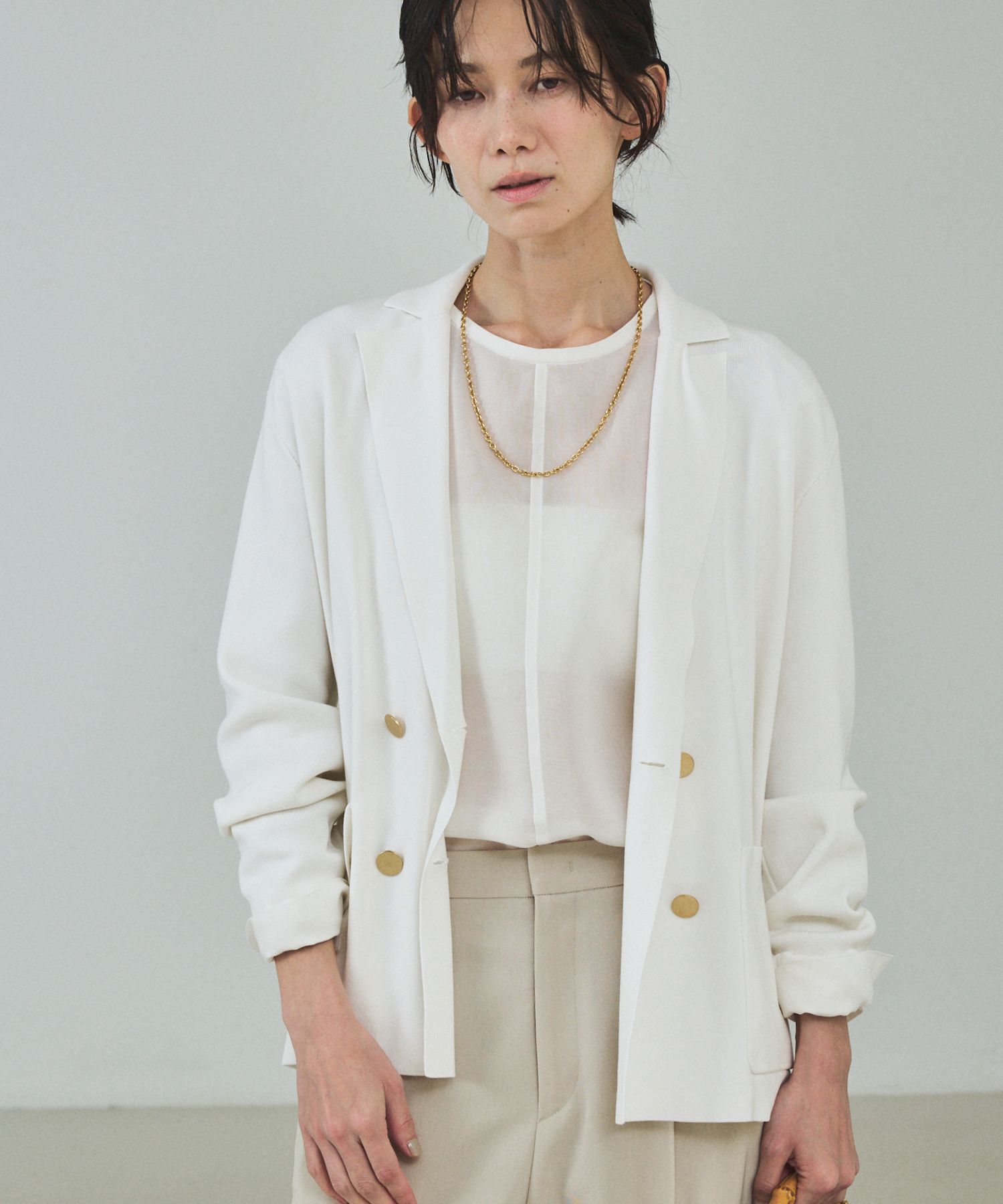 qualite「ニットテーラードジャケット」|その他|オフホワイト