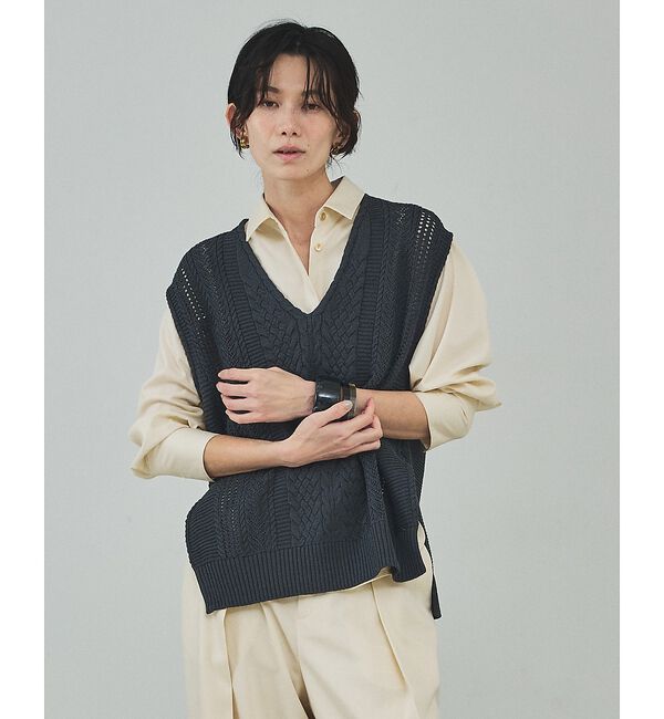 qualite「ケーブルニットベスト」|ベスト・ジレ|