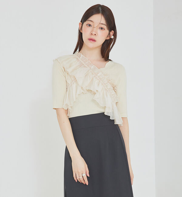 SELFIST「マルチWAYフリル付ニット」|ニット・セーター|アイボリー