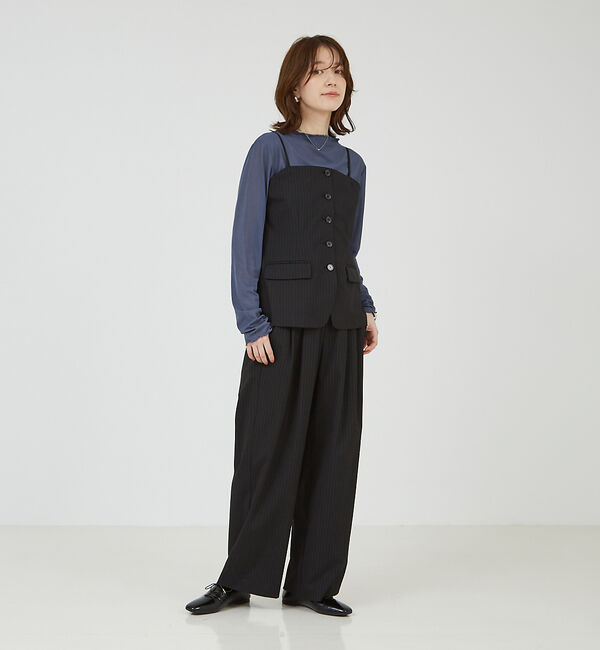 abahouse mavie「【セットアップ対応】ピンストライプ＆無地ビスチェベスト」|ベスト・ジレ|