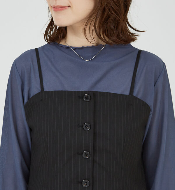 abahouse mavie「【セットアップ対応】ピンストライプ＆無地ビスチェベスト」|ベスト・ジレ|