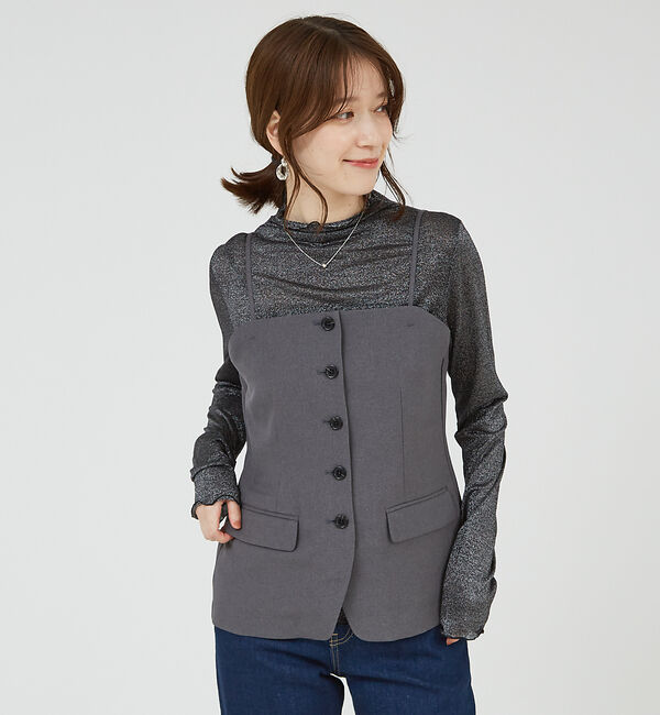 abahouse mavie「【セットアップ対応】ピンストライプ＆無地ビスチェベスト」|ベスト・ジレ|