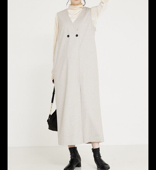 abahouse mavie「【大人のいちまんワンピ】ウォームジャージージレ風ジャンスカ」|ジャンパースカート|アイボリー