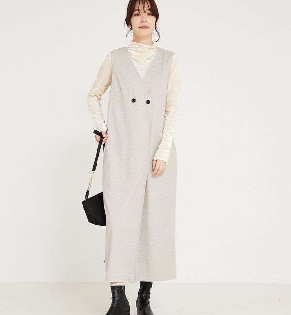 abahouse mavie「【大人のいちまんワンピ】ウォームジャージージレ風ジャンスカ」|ジャンパースカート|