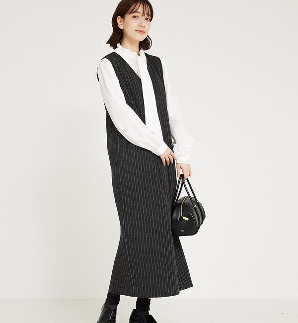 abahouse mavie「【大人のいちまんワンピ】ウォームジャージージレ風ジャンスカ」|ジャンパースカート|