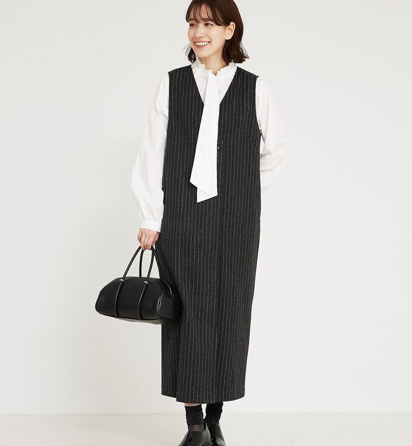 abahouse mavie「【大人のいちまんワンピ】ウォームジャージージレ風ジャンスカ」|ジャンパースカート|