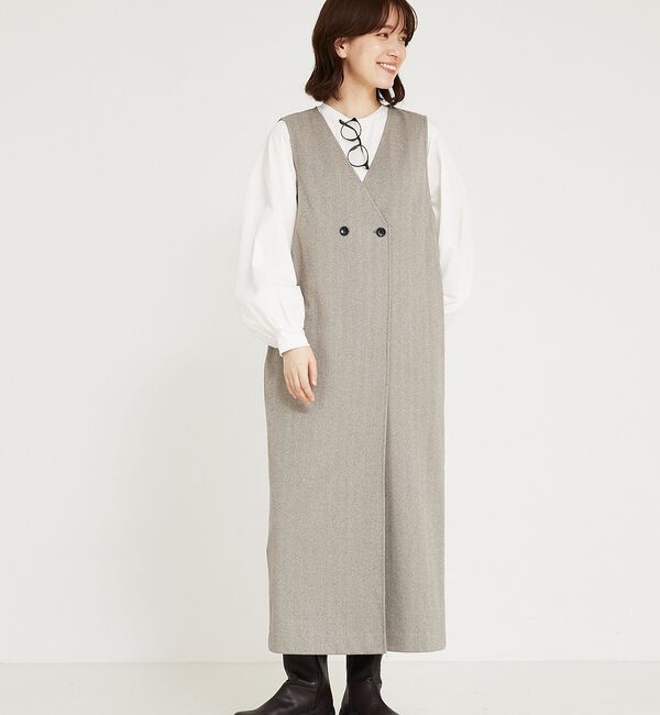 abahouse mavie「【大人のいちまんワンピ】ウォームジャージージレ風ジャンスカ」|ジャンパースカート|