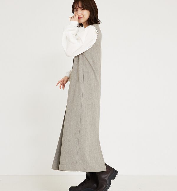 abahouse mavie「【大人のいちまんワンピ】ウォームジャージージレ風ジャンスカ」|ジャンパースカート|