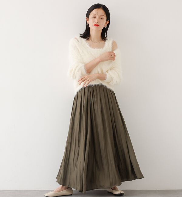 abahouse mavie「ヴィンテージサテンギャザースカート」|スカート|