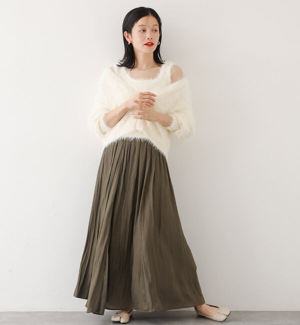 abahouse mavie「ヴィンテージサテンギャザースカート」|スカート|