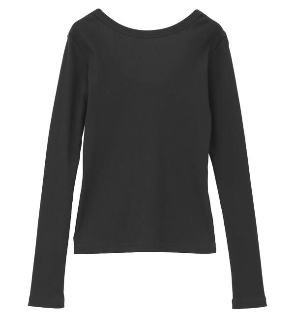 TIARA「バックオープンリブTシャツ」|Tシャツ・カットソー|チャコールグレー