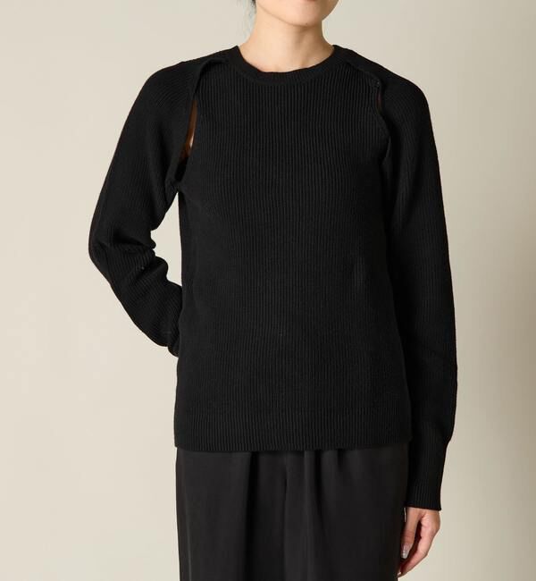 Liesse「スリット開きマルチウェイニット」|ニット・セーター|ブラック