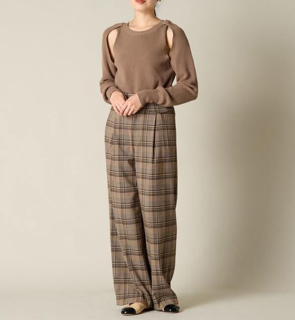 Liesse「スリット開きマルチウェイニット」|ニット・セーター|モカ